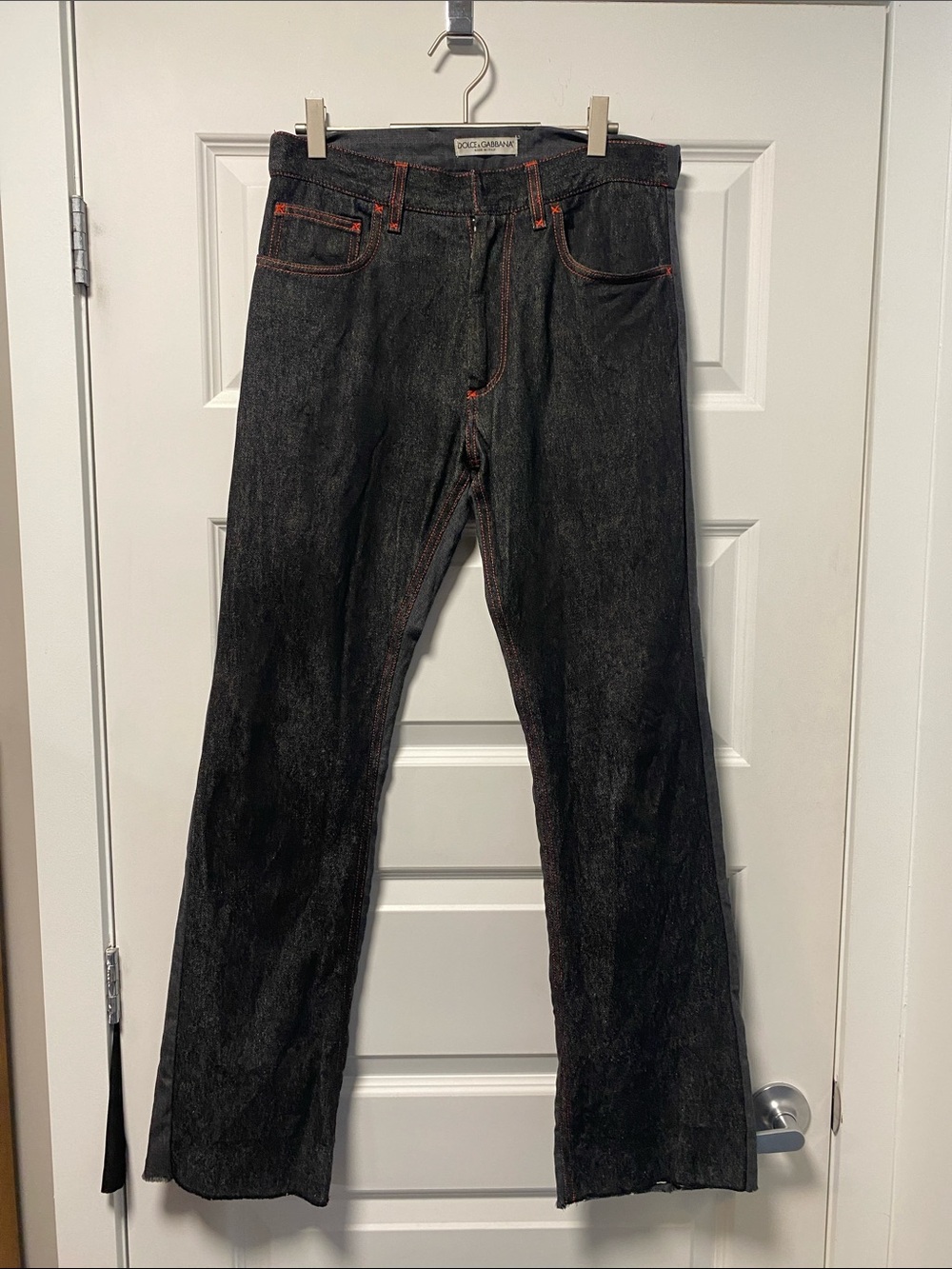 Dolce & Gabbana two-tone pants with red stitching